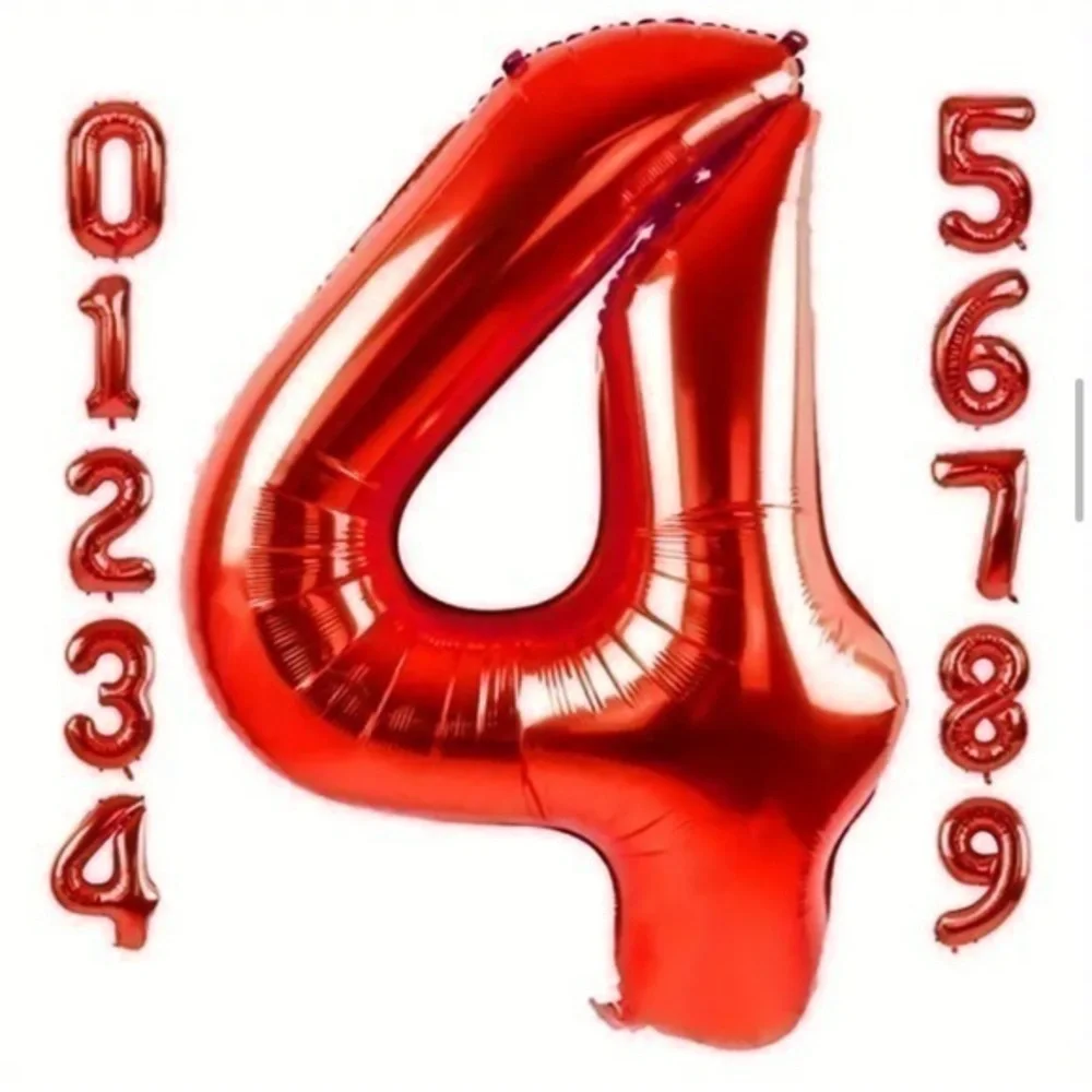 1pc 40inch(about 101.6cm) Large Red Number 4 Balloon